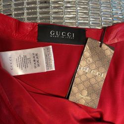 2015 Re-released Gucci Red Leather Skirt 