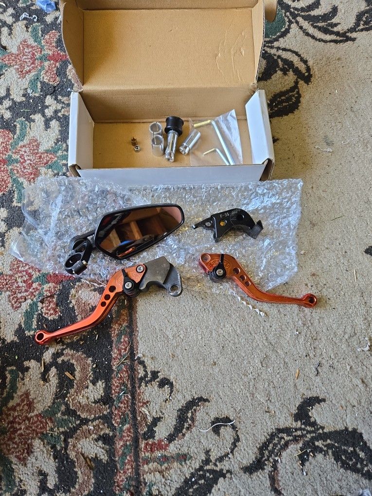 Motorcycle Levers, Mirror And Some Hardware