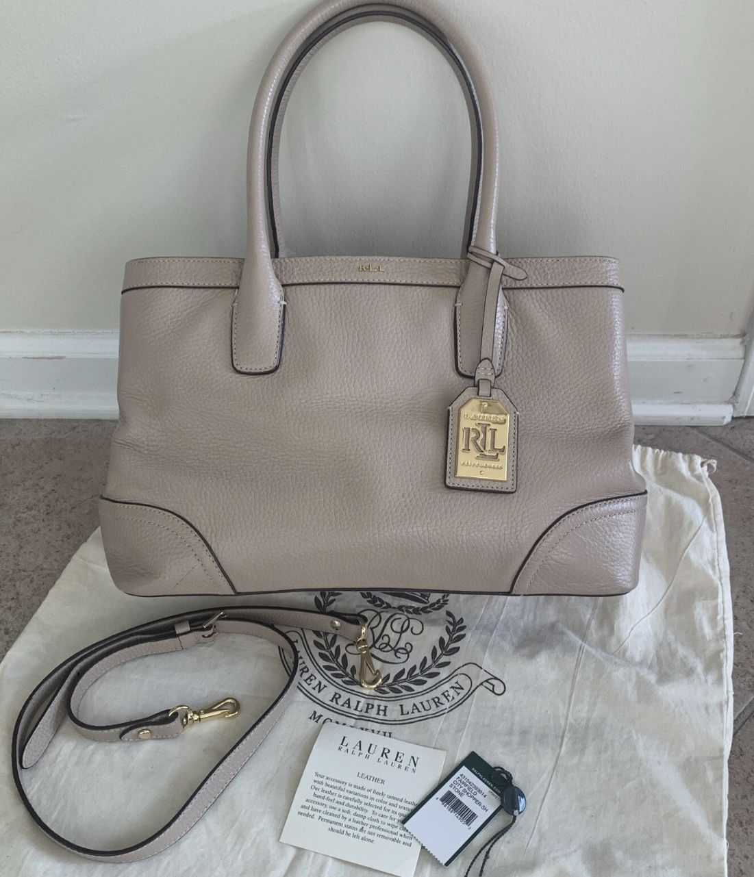Ralph Lauren Leather Fairfield City Shopper Color Stone