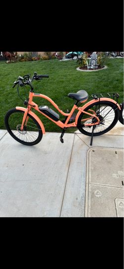 Electric Cruiser Bike in Coral Orange