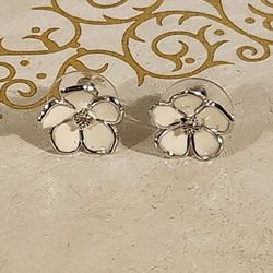 Vintage 925 Sterling Silver Diamond Stud Earrings Never Worn