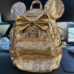 Disney Parks Exclusive Loungefly Mini Backpack - Minnie Gold Sequin