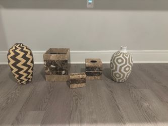 5-Piece Decorative Vase & Bathroom Accessory Set