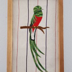 Quetzal Bird Crewel Embroidery 
