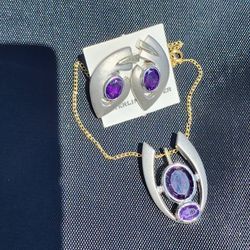 Vintage Sterling Silver And 18k Set.