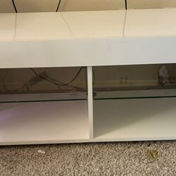 New White TV Stand with LED Lights + Remote 