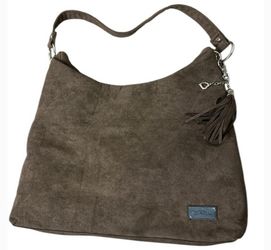Bella Russo Large Brown Suede handbag Tote Purse with Tassel New
