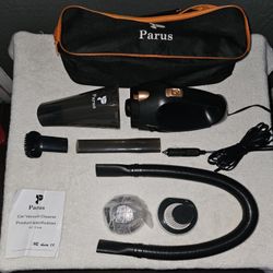 Portable Car Vacuum Cleaner - DC 12V 16.4ft Cord - Black - with 3 Attachments & Bag
