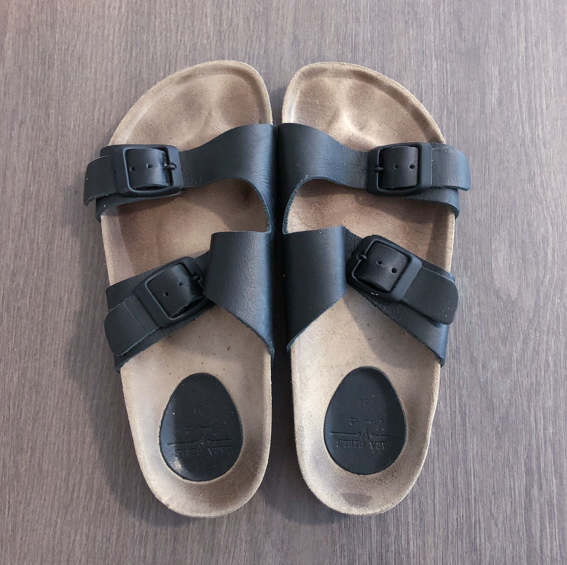 Zara Girls Black Sandals Birkenstock Style