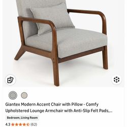 Giantex Modern Accent Chair with Pillow - Comfy Upholstered Lounge Armchair with Anti-Slip Felt Pads,...