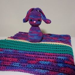 Crochet Baby Afghan With Bunny Lovey 