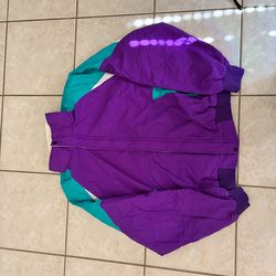 Vintage Dunbrooke Puffer Jacket XL Purple Teal Colorblock Made in USA 90s