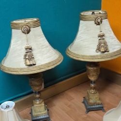 Hand Carved Marble Lamps Set Of Two Shipping Is Not Included 