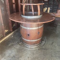 Custom “Whiskey Barrel” Pub Table w/ Table Top