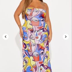 Plus Size Portrait Mesh Dress