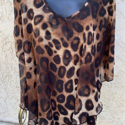 Animal Print Women’s Blouse Size L