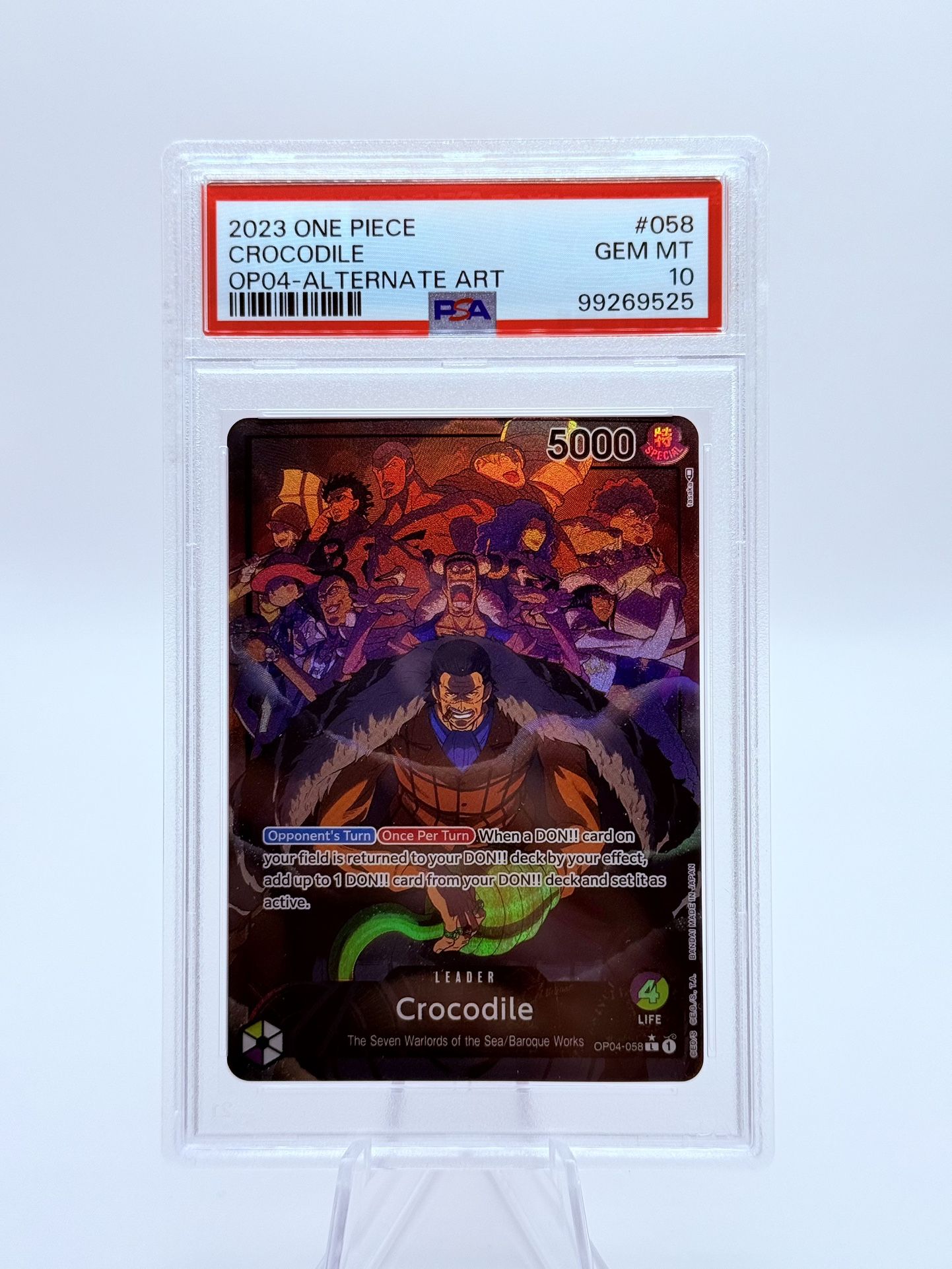 2023 One Piece Crocodile OP04-Alternate Art PSA 10