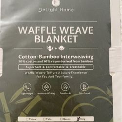 Delight Home color, picnic, beige size, king, waffle, weave blanket, cotton, bamboo, interweaving, 