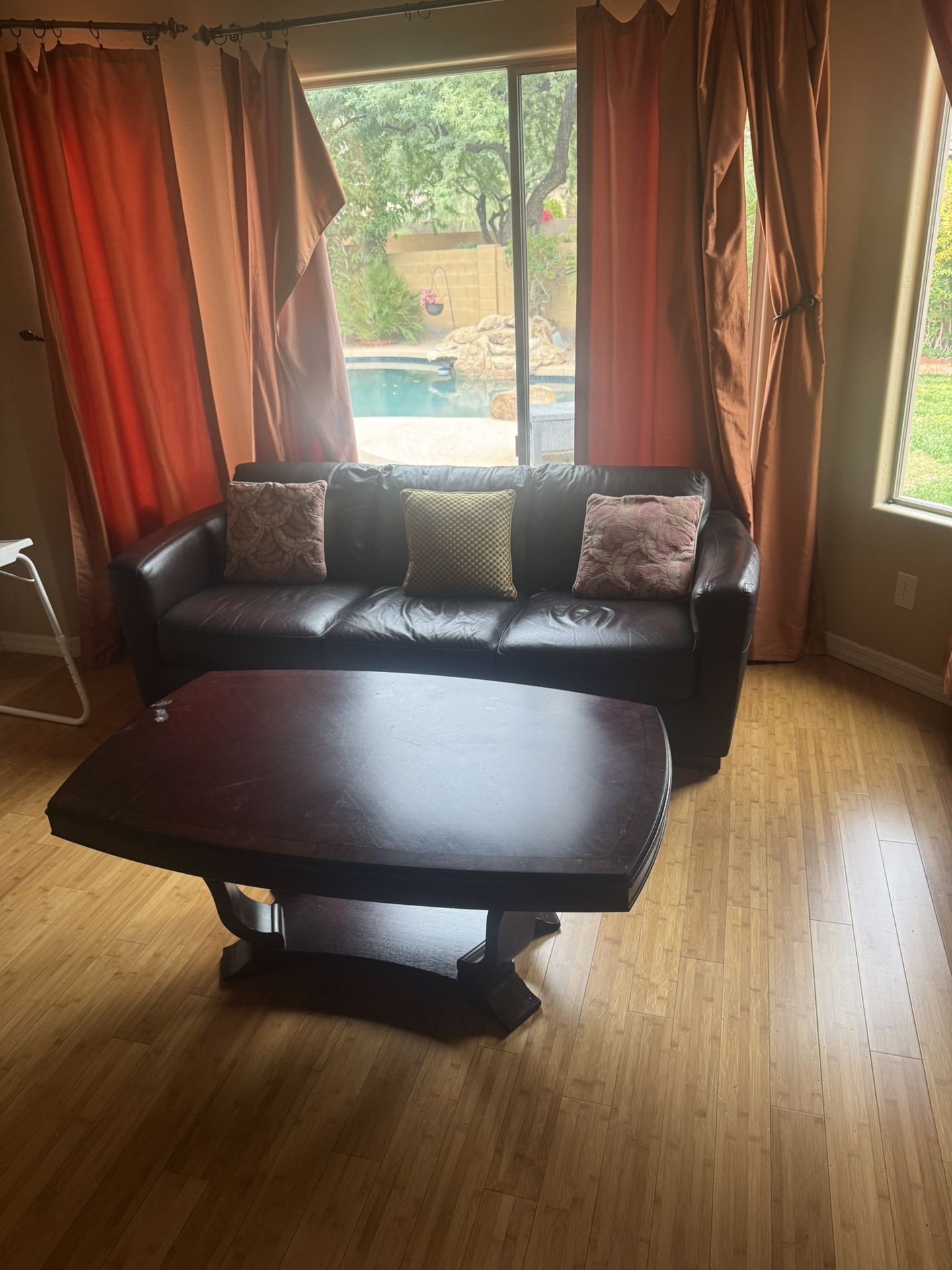 Leather sofa and Table