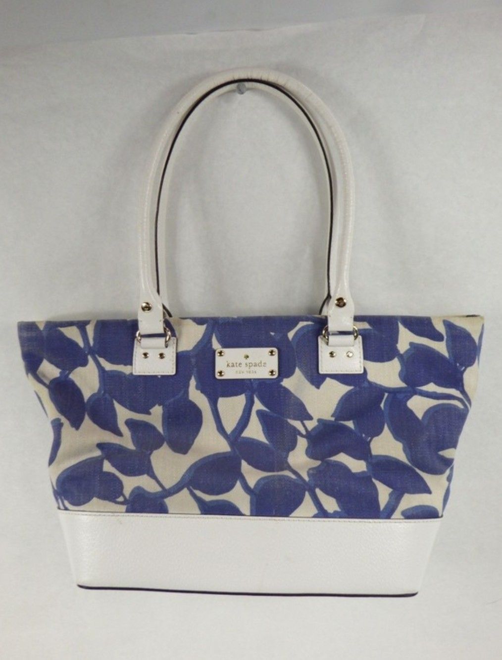 Kate Spade Wellesley Leaves Fabric & Leather Trim Tote PREOWNED 1 LEFT BUY NOW