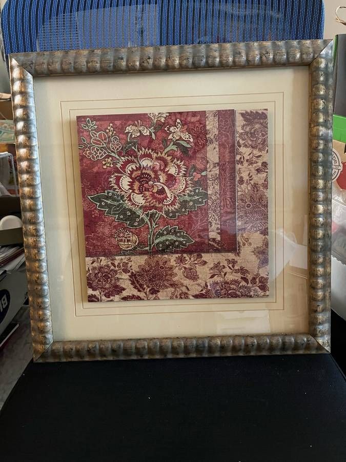 A pair of Decorative floral artwork