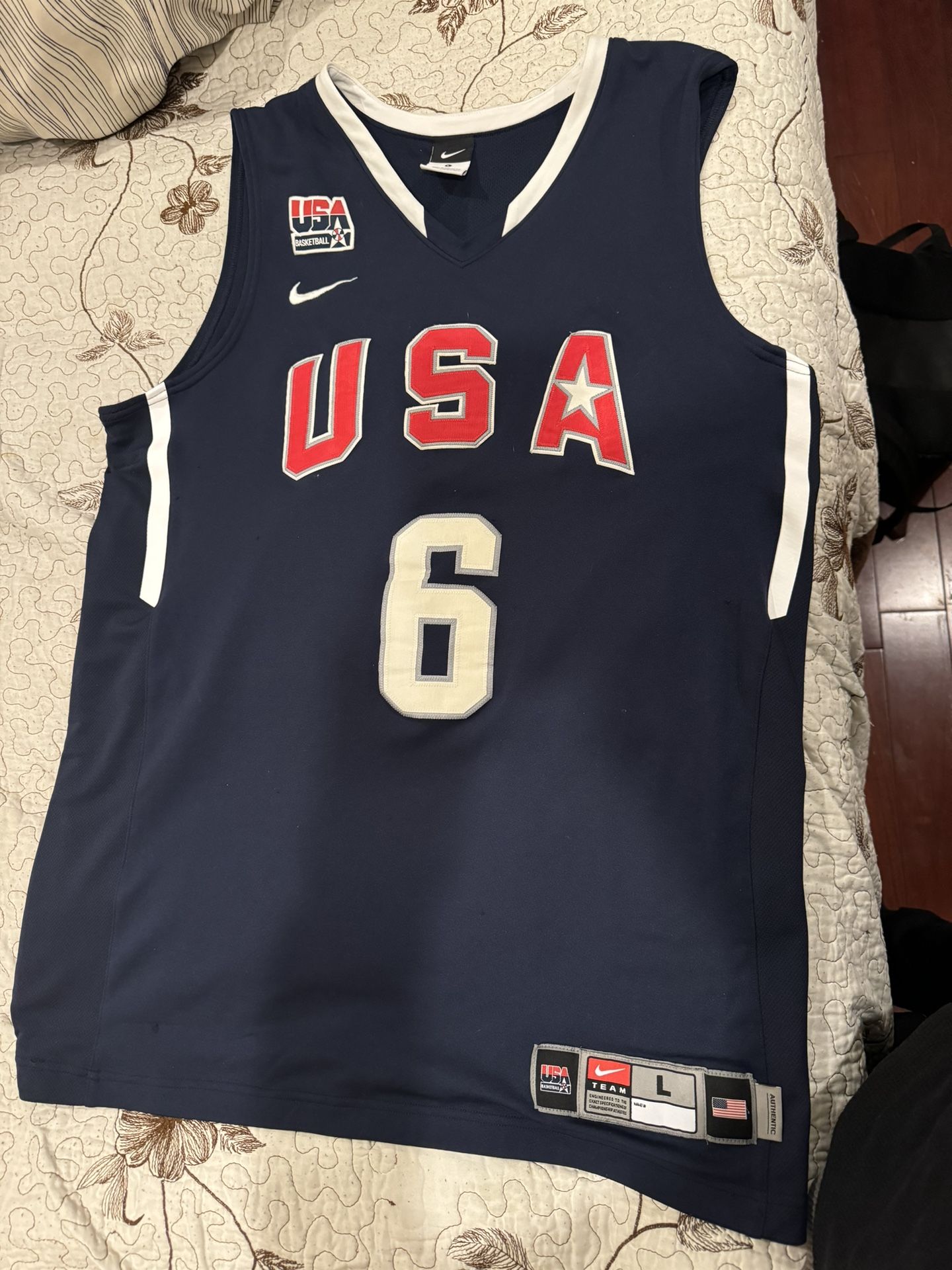 2008 Nike Authentic USA #6 Lebron James Jersey
