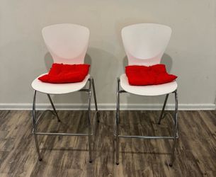 2 Barstools  With 2 Red Pillows