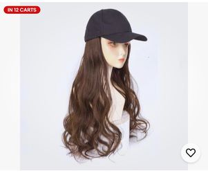 Black Baseball Cap with Attached Hair Extensions