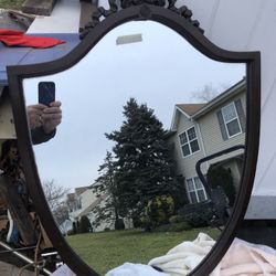 Shield Shaped Mirror Mahogany Nice