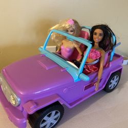 Barbie Jeep And 2 Dolls