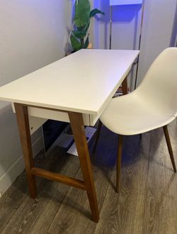 White Brown Rustic Computer  Desk