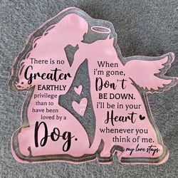 Brand new in box Pink dog memorial plaque