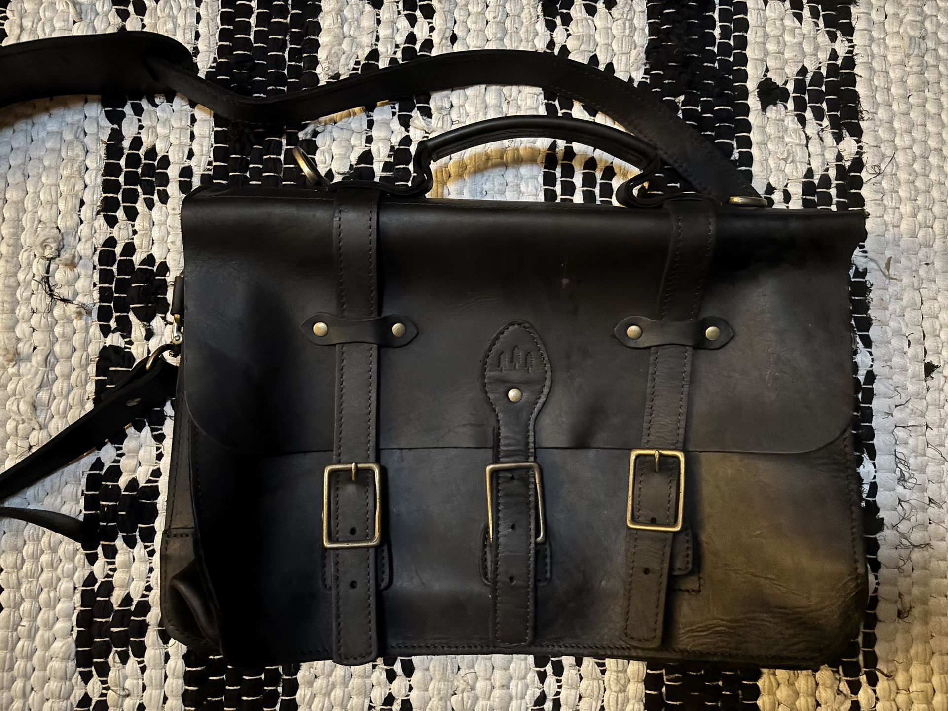 Portland leather Company Black Leather Satchel / Brief Case