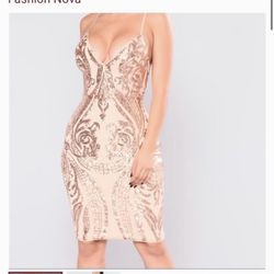 Fashion nova sequin dress, Rose Gold