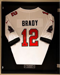 TOM BRADY AUTOGRAPHED TAMPA BAY JERSEY PROFESSIONALLY FRAMED WITH COA