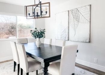 Black Solid Wood Dining Table | Seats 6 | Chairs NOT Included