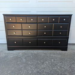 Chest of 6 Drawers _  Modern Black Dresser Bedroom Furniture _ 62.5"  wide x 36.5" tall x 16" deep _ All Drawers Slide Smoothly