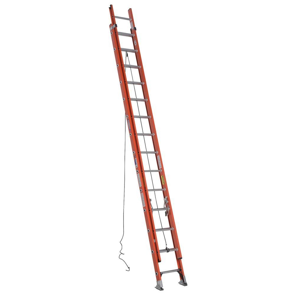 28' WERNER ORANGE FIBERGLASS EXTENSION LADDER