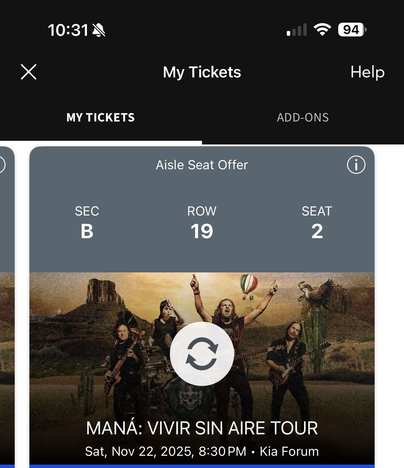 Mana Floor Tickets 11/22/25