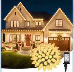 C9 Christmas Lights Outdoor,130FT 200 LED C9 String Lights,Warm White String Lights 8 Modes Timer IP65 Waterproof Connectable for Outdoor Indoor House
