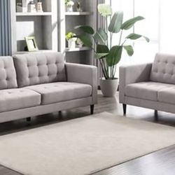Nice Light Gray Sofa And Loveseat! 