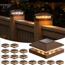Solar post cap lights 16pk BROWN