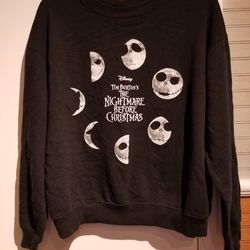 Disney Tim Burtons The Nightmare Before Christmas Black Sweatshirt, Youth Large (11-13)