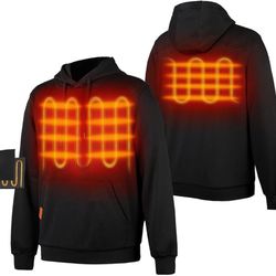 ORORO SIZE 2XL Unisex Heated Pullover Hoodie with 5 Heating Zones, Fleece Hooded Sweatshirt with USB