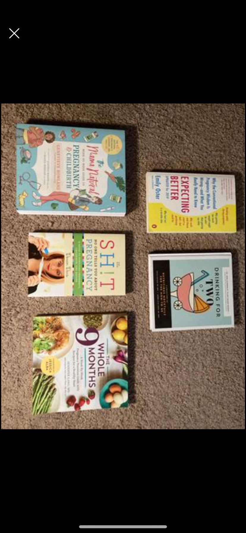 5 pcs.pregnancy book lot. MAMA NATURAL, EXPECTING BETTER, DRINKING FOR 2, and more!!
