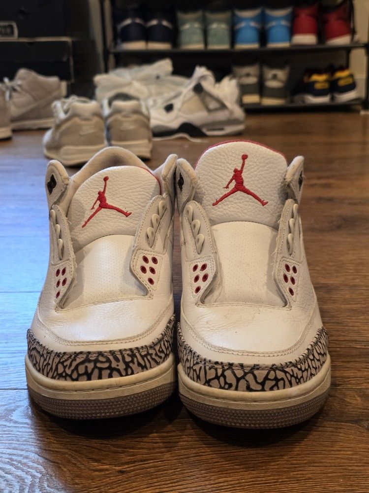 Air Jordan Retro 3 "White Cement" Sz 10.5 (Missing Laces) 
