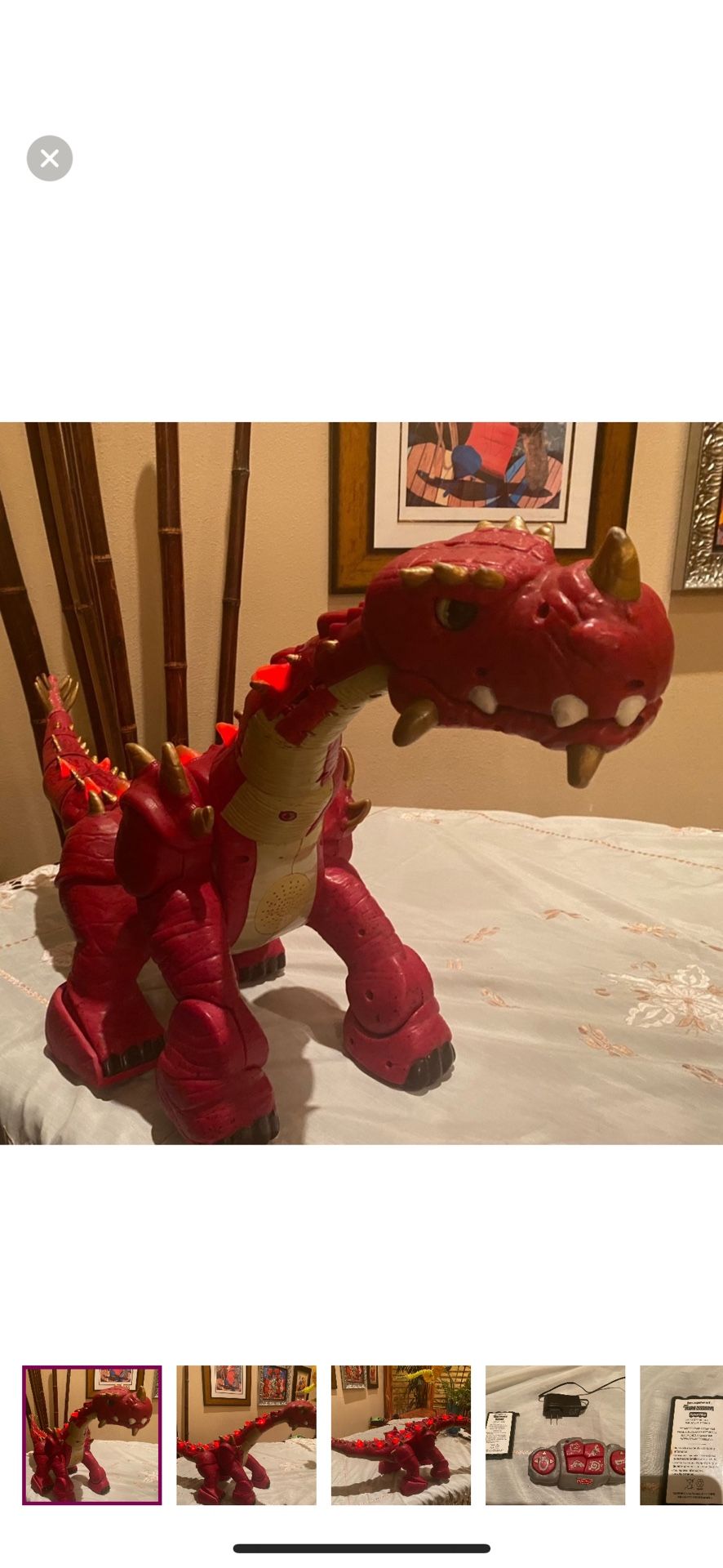 FISHER PRICE IMAGINEXT SPIKE RED DINOSAUR LARGE W/REMOTE NEW BATTERY FOR REPAIR