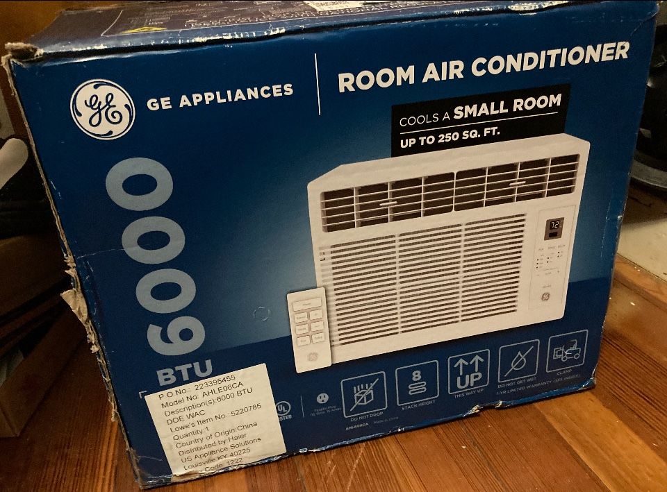 ‘GE 6,000 BTU WindowAirConditioner W/Remote; (BRAND NEW,Lowe’s,2025)🤩👍