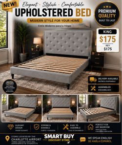 Brand new king bed frame mattress not included grey color