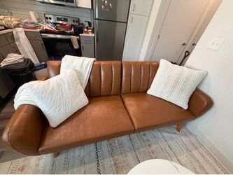 81.5" Vegan leather convertible sofa